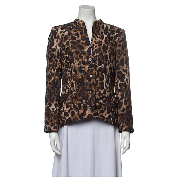 LAFAYETTE 148 Crepe Leopard Print Single Breasted Blazer - Picture 1 of 16